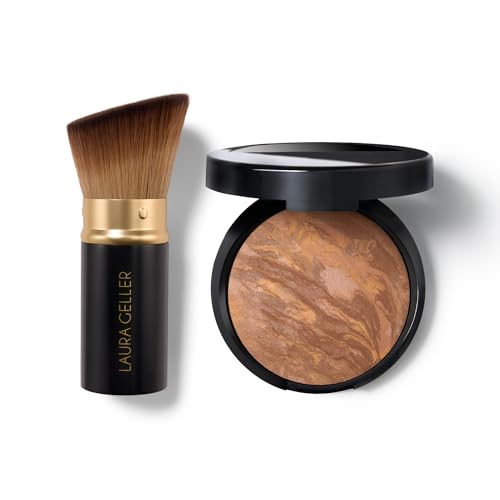 LAURA GELLER NEW YORK Baked Balance-n-Brighten Foundation with Kabuki Brush Makeup Set, Tan