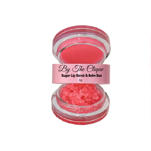 By The Clique Premium 2 in 1 Exfoliating Sugar Lip Scrub and Smoothing Safflower Oil Infused Lip Balm Duo | All Natural In...