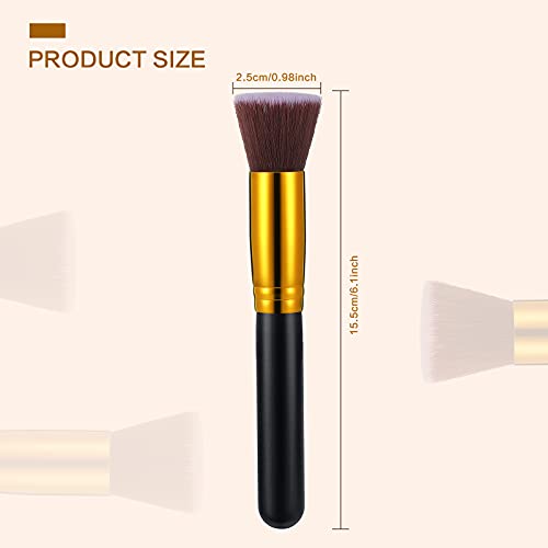 Blulu 2 Pcs Flat Top Kabuki Foundation Brush Makeup Brush for Blending Buffing Liquid, Mineral Ream, Blush and Powder, 1''...