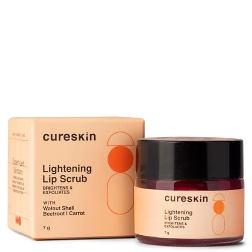 Cureskin Lightening Lip Scrub for Men and Women | Exfoliate & Brighten with Walnut Shell Powder, Beetroot & Squalane | Lip...