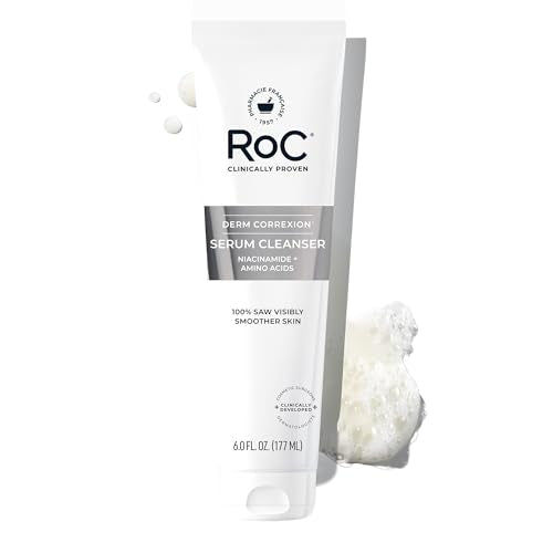 RoC Retinol Correxion Deep Wrinkle Serum Facial Cleanser with Niacinamide for Anti-Aging & Fine Lines, Makeup Remover, Oph...