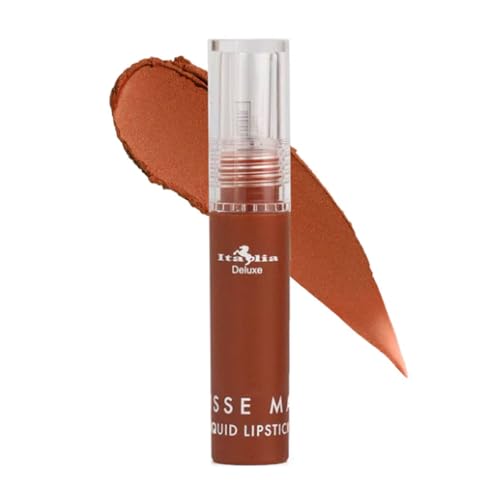 Italia Deluxe Pick 1 Mousse Matte Liquid Lipstick Comfortable Velvet Finish & Zipper Bag (190-04 : LETHAL, Full Size)