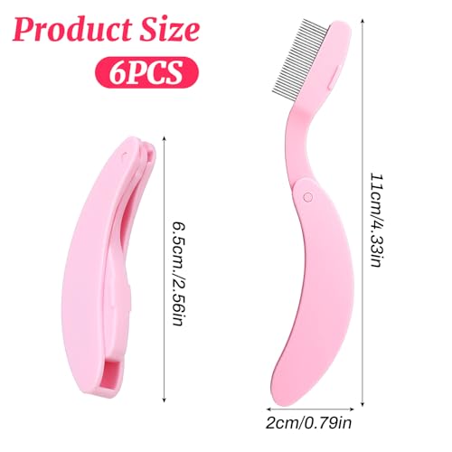 MBAIYO 6 Packs Foldable Eyelash Comb Separator, Folding Lash Comb Eyebrow Mascara Applicator Stainless Steel Teeth Lash & ...