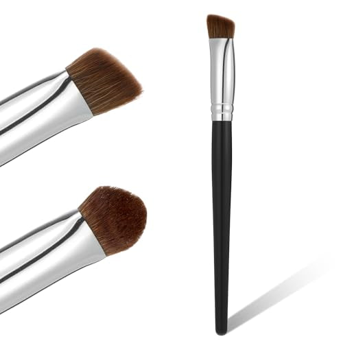 Concealer Brush Under Eye Small Flat Angled Bristles Triangle Brushes Multitask Makeup Brush Precise Coverage for Blemishe...