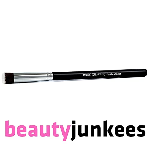 Beauty Junkees Mini Flat Top Concealer Brush Under Eye for Stippling Blending Small Dense Firm Synthetic, Works with Powde...