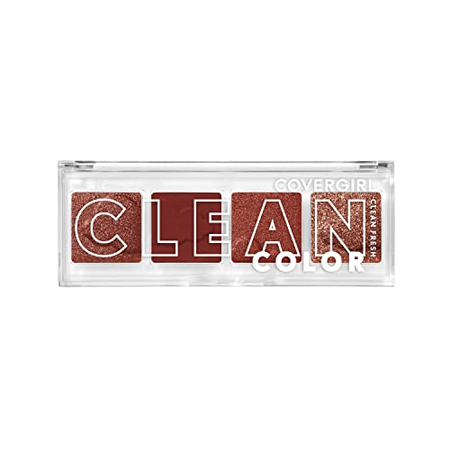 COVERGIRL Clean Fresh Clean Color Eyeshadow Palette, Shimmer Finish, Vegan Formula - Candlelit Burgundy, 4g (0.14 oz)
