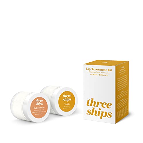 Three Ships - Lip Treatment Kit | Buttercream Lip Mask + Vanilla Lip Exfoliator | Smooth, Nourish, Plump | Cruelty-Free, V...