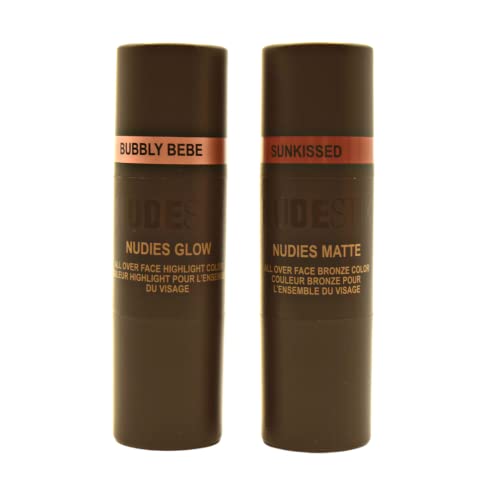 Nudestix Glowy Nude Skin Kit – Full-Size Cream Bronzer & Highlighter Stick Duo for Face, Eyes & Lips | Multi-Use Makeup fo...