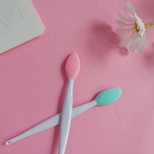 4 PCS Lip Scrub Brush,Double-Sided Silicone Exfoliating Lip Brush Exfoliating Brush for Men Wome Double-sided Soft Lip Br...