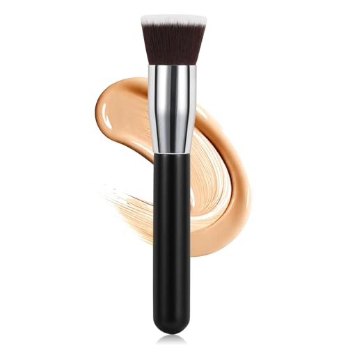 Flat Top Kabuki Foundation Brush，5.7” Premium Synthetic Kabuki Makeup Brush Flawless for Liquid, Cream, and Powder with De...
