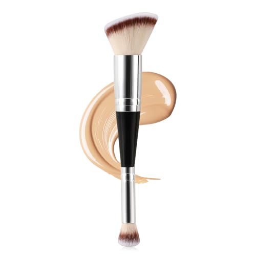 Dual-Ended Foundation & Concealer Brush, 2 in 1 Flat/Angled Top Kabuki Brush for Makeup Flawless Blending and Application ...