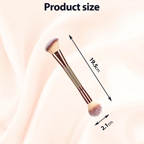 2Pack Dual-ended Makeup Brushes for Contouring, Blending, and Bronzing - Angled Foundation Brush and Concealer Brush - Pre...