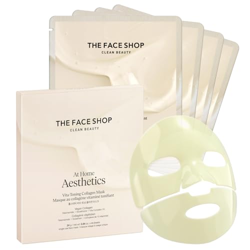 THE FACE SHOP Vita-Toning Vegan Collagen Face Mask, Korean Glass Skin Essential, Hydrogel Mask for Moisturizing & Skin Ela...