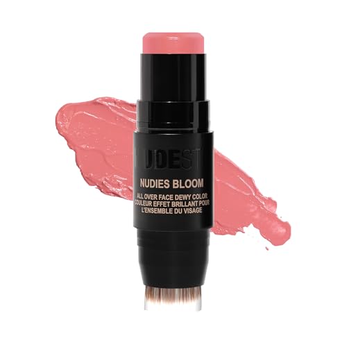 Nudestix Nudies Bloom All Over Dewy Color – 3-in-1 Cream Blush Stick for Cheeks, Eyes & Lips with Built-In Brush | Sheer, ...