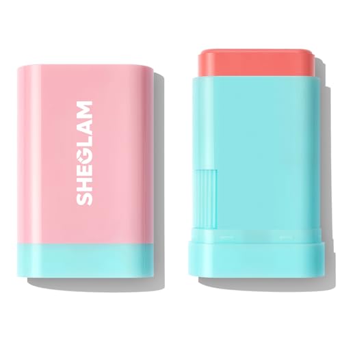 SHEGLAM Glass Glow Blush Stick Cream for Cheek and Lip, Waterproof Hydrating Tinted Solid Moisturizer Blendable Natural Gr...