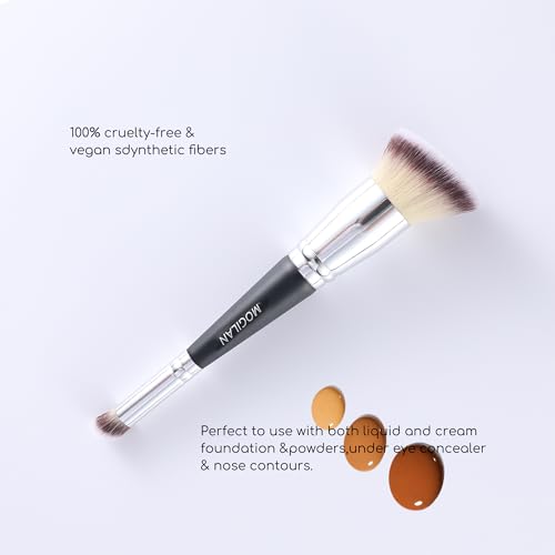 MOGILAN Professional Dual-Ended Makeup Brush - Buff, Blend & Perfect Foundation, Concealer, and Cream Products for Seamles...