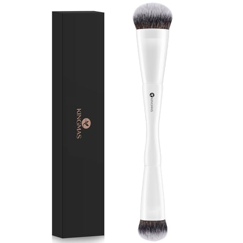 KINGMAS Oval Concealer Brush, Double-ended Kabuki Makeup Brush, Medium Concealer Brush and Small Contour Brush for Beauty ...