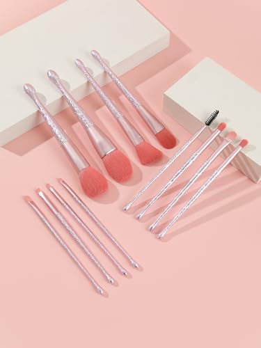 BRUSH ARTIST 12 PCs Premium Synthetic Pink Makeup Brush Set with Makeup Bag Face Powder Brush, Contour Brush, Blush Brush,...