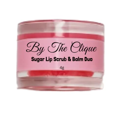 By The Clique Premium 2 in 1 Exfoliating Sugar Lip Scrub and Smoothing Safflower Oil Infused Lip Balm Duo | All Natural In...