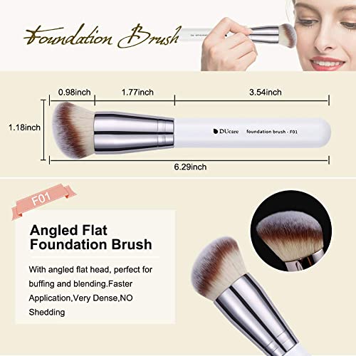 DUcare 3Pcs Kabuki Makeup Brush Set, Foundation Contour Blush Concealer Brush, Travel Buffing Blending Brush for Liquid Cr...