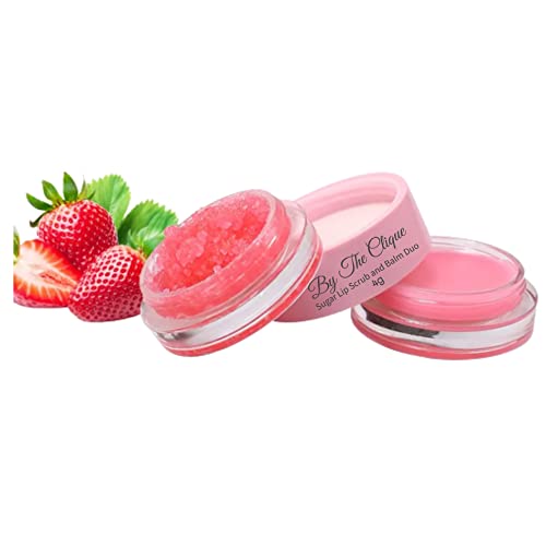 By The Clique Premium 2 in 1 Exfoliating Sugar Lip Scrub and Smoothing Safflower Oil Infused Lip Balm Duo | All Natural In...
