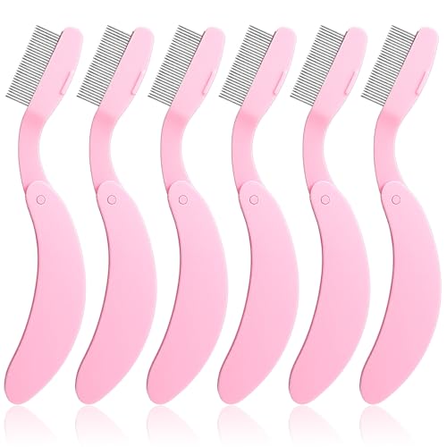 MBAIYO 6 Packs Foldable Eyelash Comb Separator, Folding Lash Comb Eyebrow Mascara Applicator Stainless Steel Teeth Lash & ...