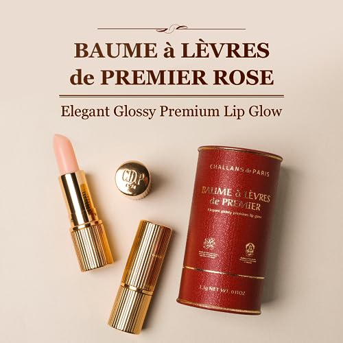[CHALLANS de PARIS] BAUME à LÈVRES de PREMIER – Premium Tinted Lip Balm, Rose Glow, Moisturizing & Glossy Lip Care, Smooth...