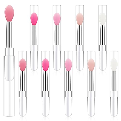 10Pcs Lip Brush Silicone Lip Brushes Tool Lipstick Applicator Brushes with Caps for Makeup Beauty Brushes, Lip Mask Applic...