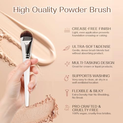 SEINGTOOM Foundation Brush, Flat Tongue-shaped Makeup Brush, Soft Synthetic Bristles for Liquid & Cream Foundation, Concea...