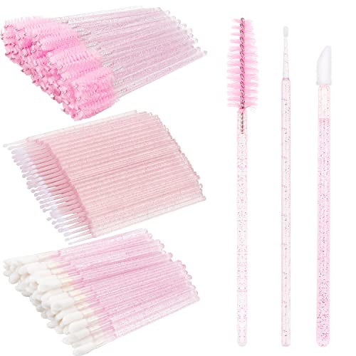 200Pcs Eyelash Extension Supplies Kit,Disposable Lash Spoolies Brushes Micro Swab Brushes Mascara Wand Lip Brushes for Eye...