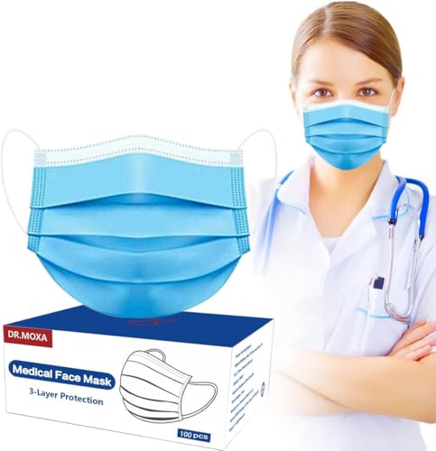 100 Pack Disposable Face Masks ASTM Level 2, Medical Grade 3 Ply Protection Face Mask for Adults - Comfortable,Soft, Breat...