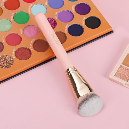 TEOYALL Flat Angled Foundation Brush, Large Dense Synthetic Bristles Kabuki Brush for Base Makeup with Liquid Cream Powder