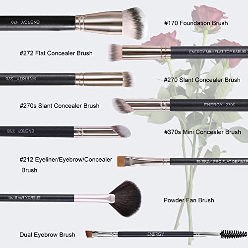ENERGY Makeup Brushes Premium Synthetic Foundation Powder Concealers Eye Shadows Mascara Eyeliner Brow Fan Blush Makeup Br...