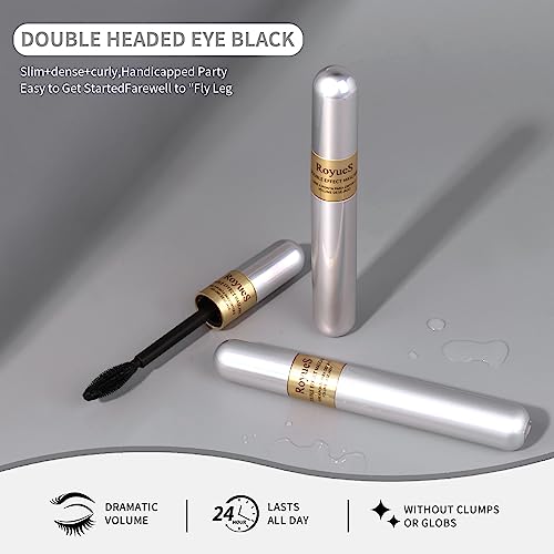 AKARY Mascara Waterproof & Smudge-Proof - 2-1 Long-Lasting Mascara Black Volumizing and Lengthening for Eye Makeup, Liquid...