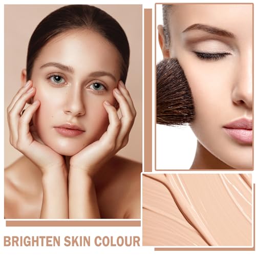 AirBrush Full Coverage Matte Air Cushion Foundation Face Airbrush Makeup Set with Soft Makeup Brush - Natural