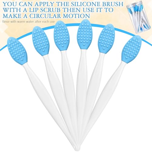 Patelai 30 Pcs Lip Scrubber Exfoliator Double-sided Lip Scrub Brush Silicone Plumper Tool with Container Soft Nose Clean A...