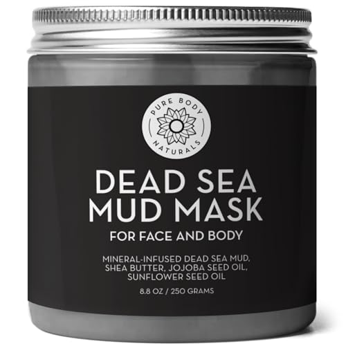 Pure Body Naturals Dead Sea Mud Mask - Face Mask and Body Mud for Acne, Blackheads, and Oily Skin - Facial Self Care for M...