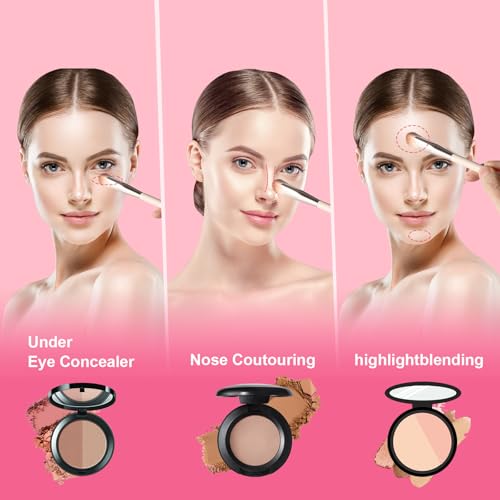 Angled Concealer Brush Under Eye, Medium Nose Contour Brush Foundation Hightlighting Eyeshadow Makeup Brushes with Dense S...
