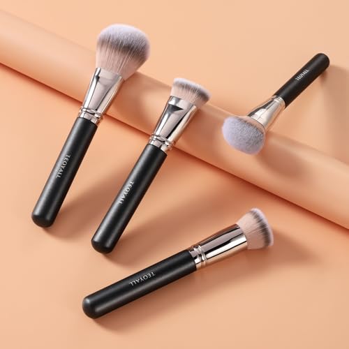 TEOYALL Domed Foundation Brush, Soft Dense Synthetic Bristles Blending Brush for Liquid Cream Foundation Bronzer Contour
