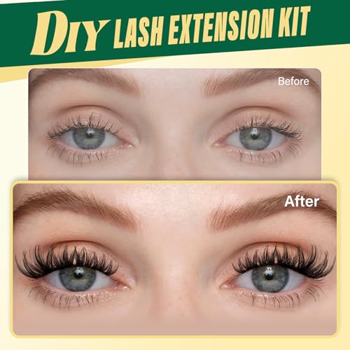 KEYYOULASH Lash Clusters Kit Thick 120pcs 8-18MIX Lash Extension Kit Volume Lash Clusters with Bond and Seal,Remover,Appli...