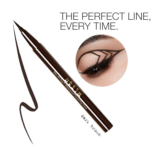 stila Waterproof Liquid Eye Liner, Stay All Day Makeup with Fine Brush Tip Lasting Satin Finish, Smudge-Proof & Transfer-R...