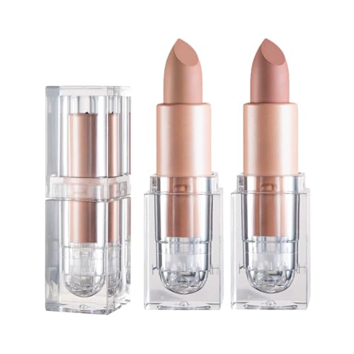 IONSGAKO 2PCS Matte Nude Lipstick Set Velvet Lip Gloss Non-Fading Non-Sticky Cup Nude Lipstick Matte Lip Stain Long Lastin...