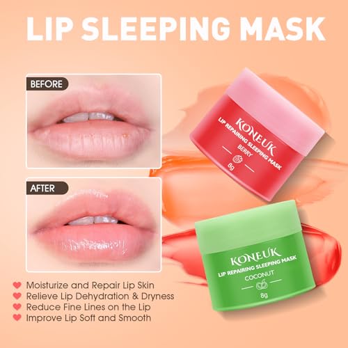 12 Pack Lip Sleeping Mask Set, Overnight Lip Treatment, Nourish and Hydrate Lip Mask With Vitamin C and Coconut Oil, Lip B...