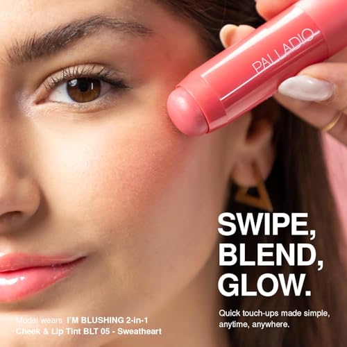 Palladio I'm Blushing 2-in-1 Cheek and Lip Tint, Buildable Lightweight Cream Blush, Sheer Multi Stick Hydrating formula, A...