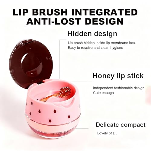 4 PCS Honey Lip Mask, Strawberry & Watermelon & Apple Lime Lip Sleeping Mask Propolis Moisturizing Lip Balm with Stick, Vi...