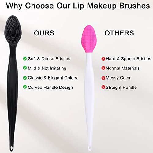 10 Pcs Lip Exfoliator Scrub Brush, Ooloveminso Silicone Lip Scrubber Exfoliating Brush, Soft Double-Side Lip Exfoliator To...
