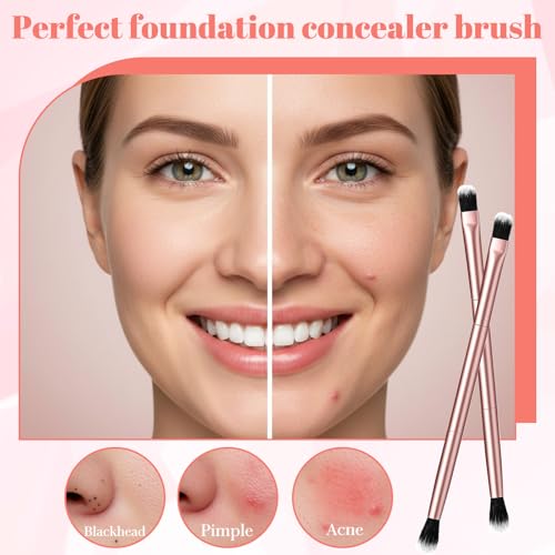 50Pcs Eyeshadow Smudge Brush 2 in 1 Eyeshadow Double Ended Concealer Brush Under Eye Small Soft Firm Pointed Foundation Ma...