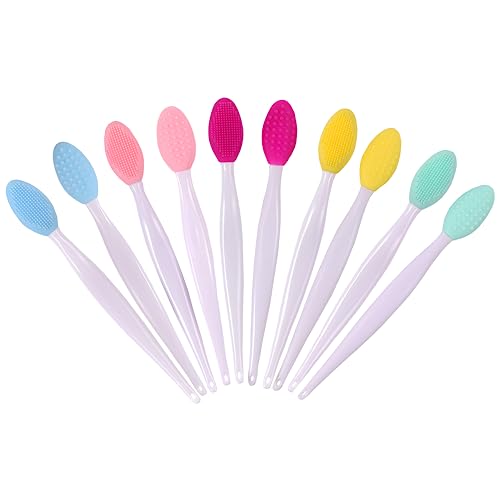 10pcs Silicone Scrub Lip Brush, Double Side Lip Exfoliating, Nose Clean Blackhead Removal Brushes With Lip Exfoliator Scru...