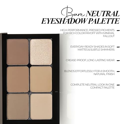 Eyeshadow Palette – 6 Highly Pigmented, Crease-Proof Matte & Shimmer Shades – Long-Lasting, Blendable & Buildable Pigments...