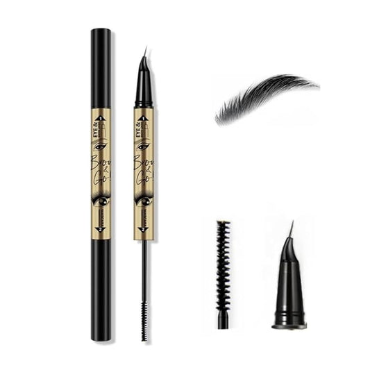 Multifunction Mascara with Eyebrow Pencil Eyeliner, Black Mascara Small Brush for Tiny and Lower Eyelashes, 3 Colors Optio...